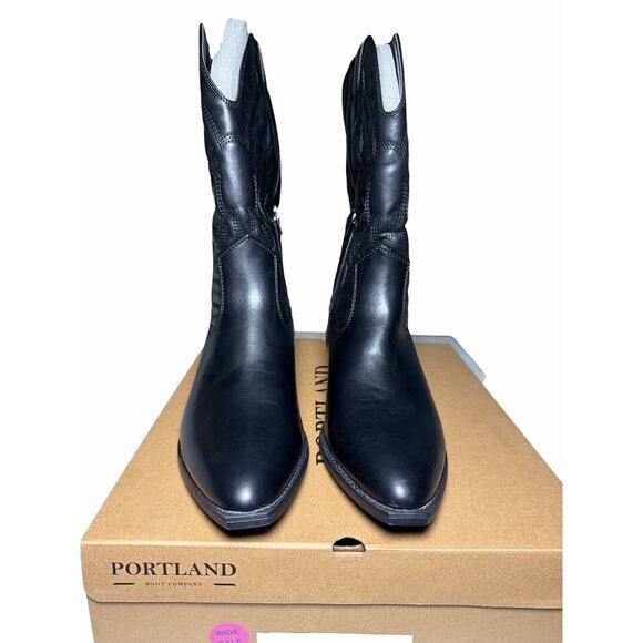 Portland Boot Company Size 10 Olympia Womens Black Cowgirl Western Boots Wide Ca - Picture 2 of 12